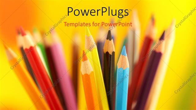  Presentation with crayons - Colored pencils in pencil jar over colorful background?