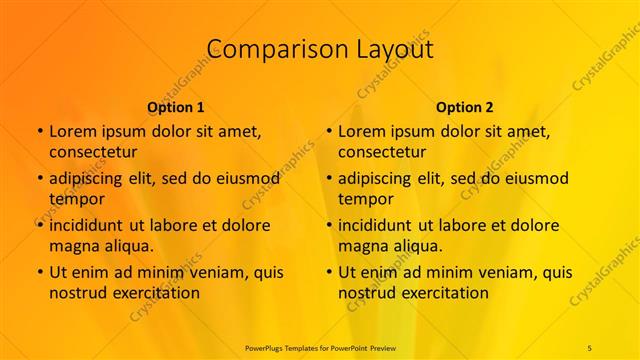Comparison presentation slide layout