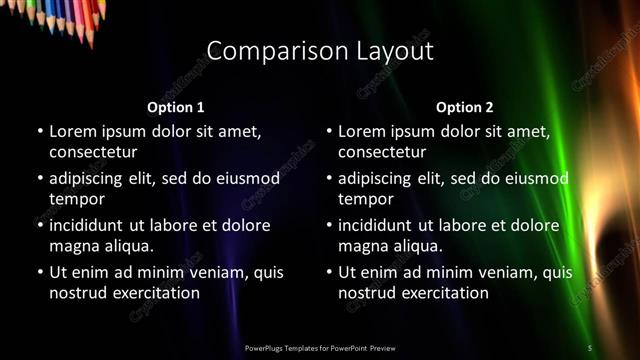 Comparison presentation slide layout
