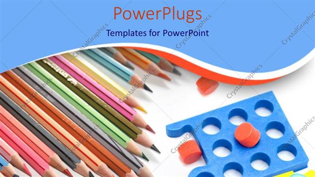  Presentation with colored pencils - Colored pencils and shapes for learning on white background