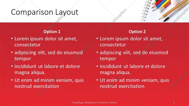 Comparison presentation slide layout