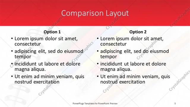 Comparison presentation slide layout