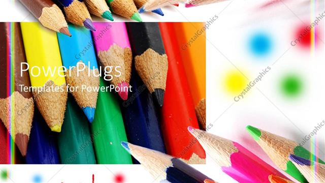  Presentation with art - Colored pencils shown at different angles with word color, art, creativity