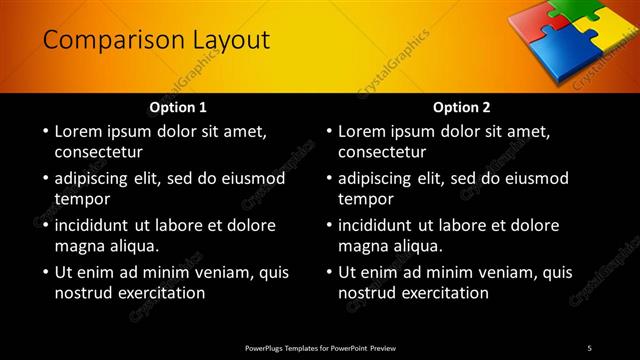 Comparison presentation slide layout