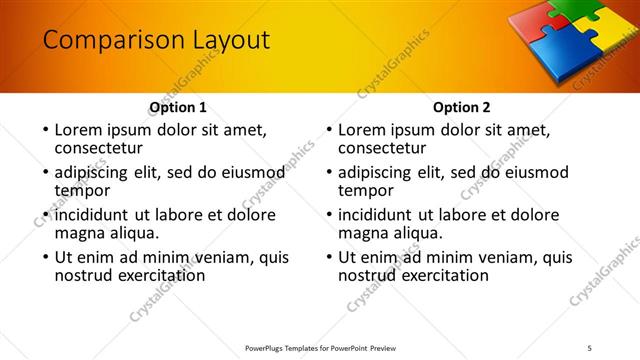 Comparison presentation slide layout