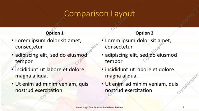 Comparison presentation slide layout