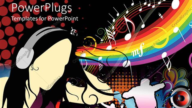  Presentation with colorful music - Colorful 2D depiction of men doing dancing stunts with girl using headphone