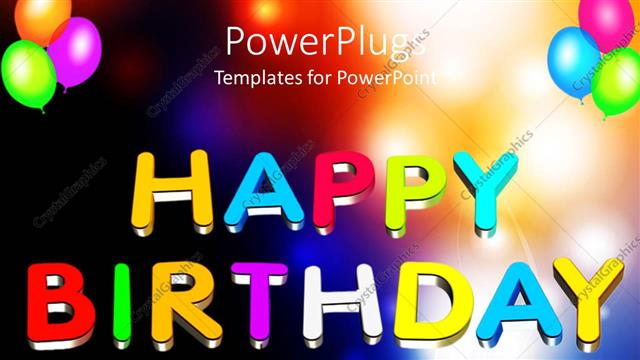  Presentation with birthday - Colorful  3D Happy birthday text with balloons