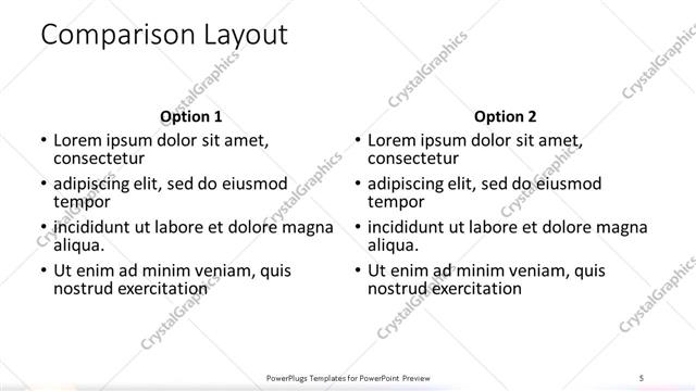 Comparison presentation slide layout