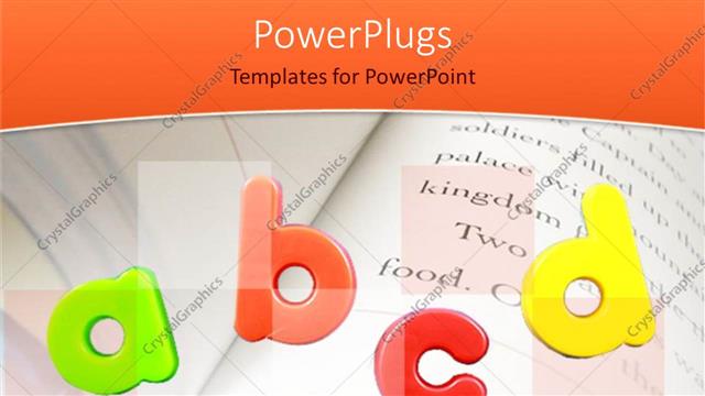  Presentation with letters - Colorful 3D letters ABCD ?over open notebook?