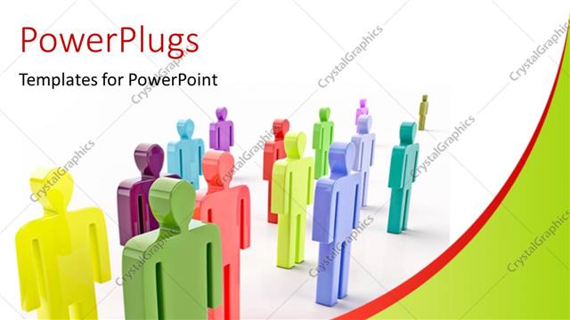  Presentation with colorful - Colorful 3D people line in formation over white background