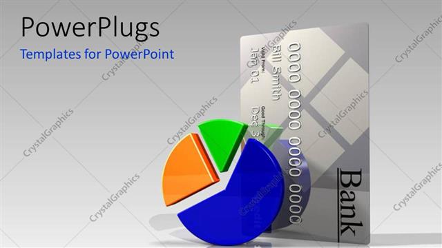  Presentation with pie chart - Colorful 3D pie chart and bank credit card over reflective background?