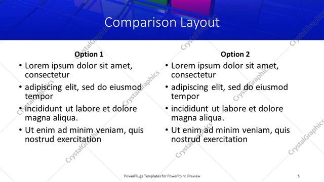 Comparison presentation slide layout