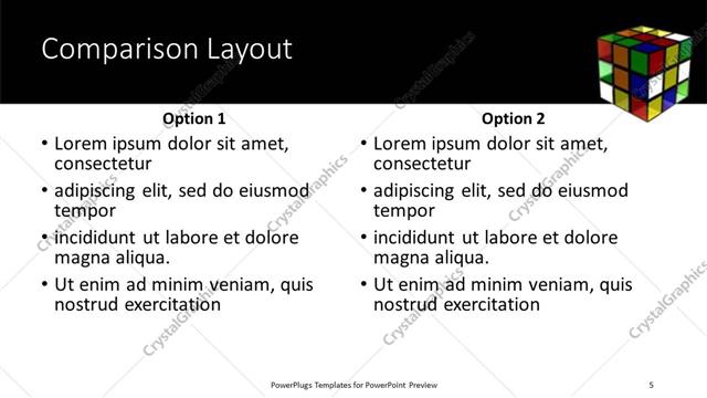Comparison presentation slide layout