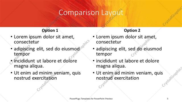 Comparison presentation slide layout