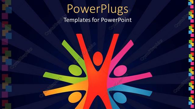  Presentation with blue abstract - Colorful abstract depiction of teamwork in dark blue background