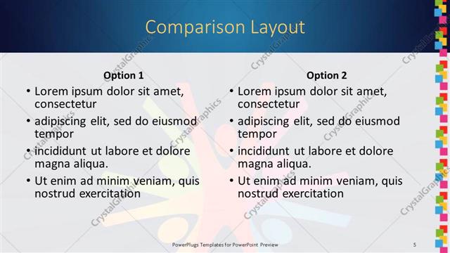 Comparison presentation slide layout