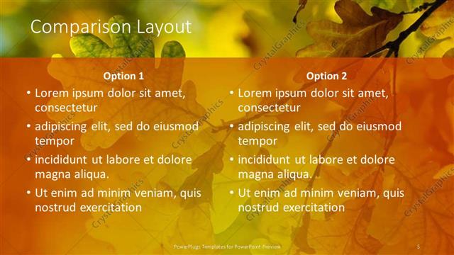 Comparison presentation slide layout