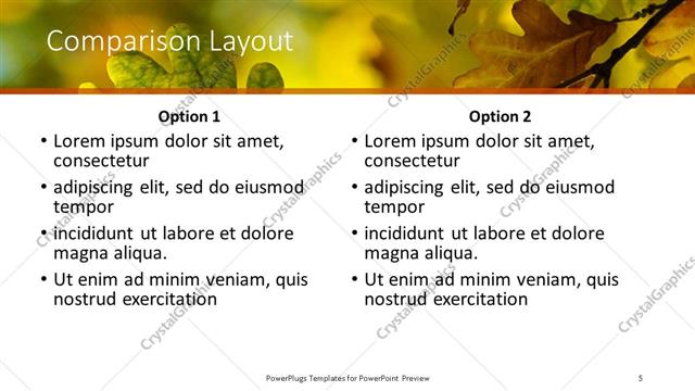 Comparison presentation slide layout