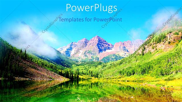  Presentation with maroon - A colorful background with mountains and a lake