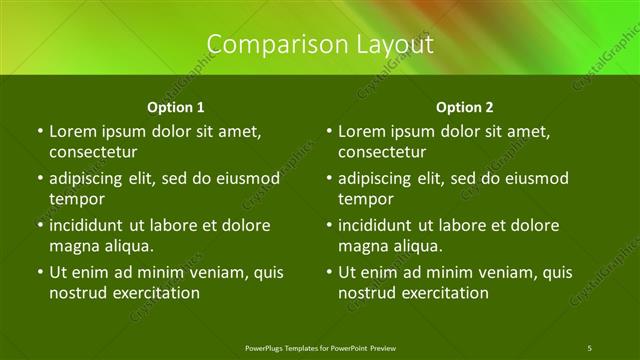 Comparison presentation slide layout