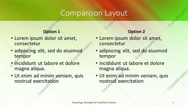 Comparison presentation slide layout