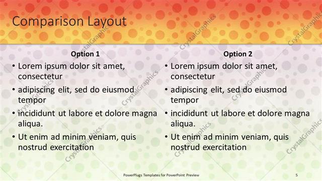 Comparison presentation slide layout