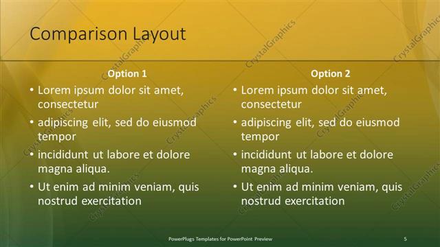 Comparison presentation slide layout