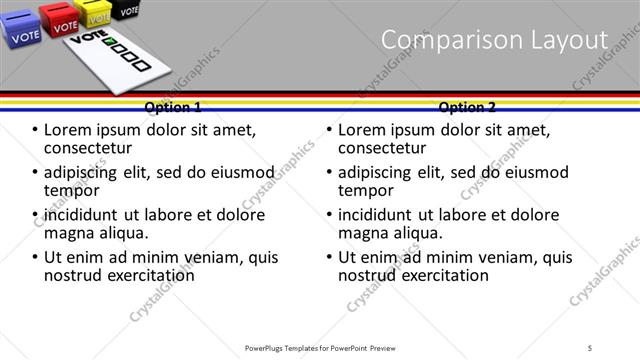 Comparison presentation slide layout