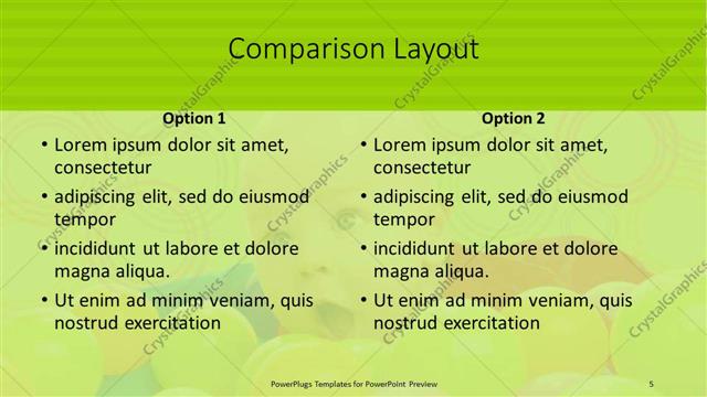 Comparison presentation slide layout