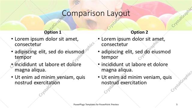 Comparison presentation slide layout