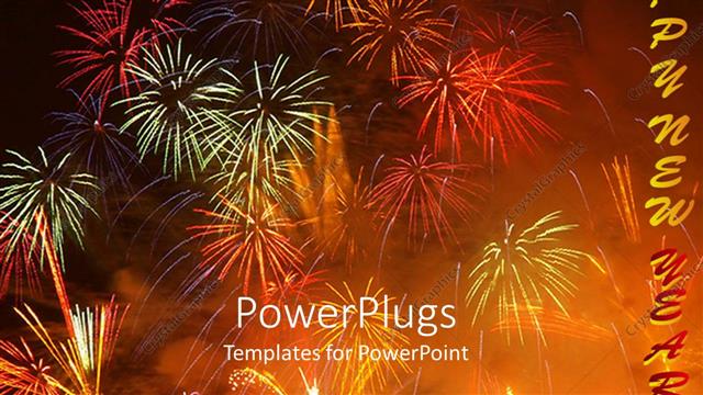 Presentation with night sky - Colorful bursting fireworks on night sky happy new year