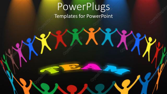  Presentation with team hands - Colorful card boards hands joins together to show the?team spirit