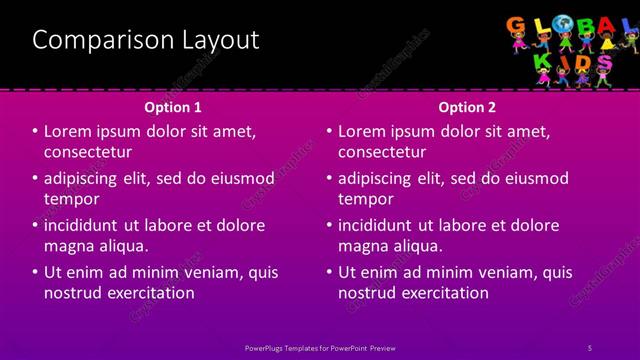 Comparison presentation slide layout