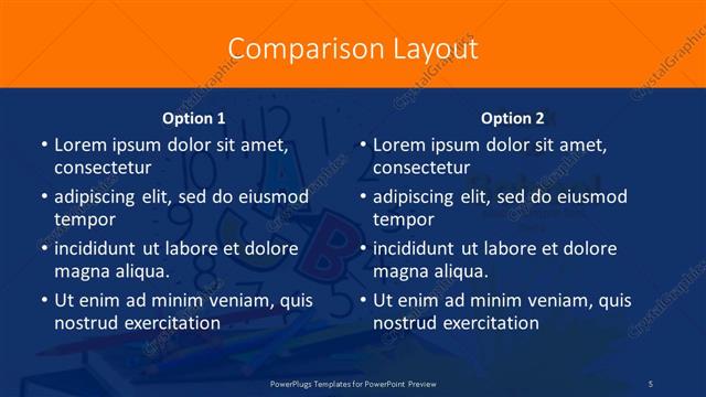 Comparison presentation slide layout