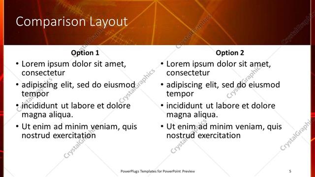 Comparison presentation slide layout