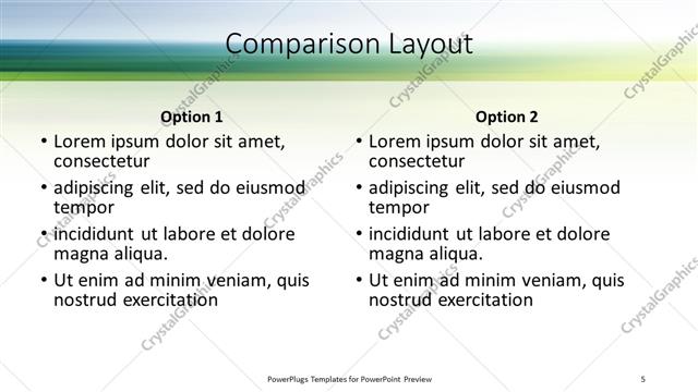 Comparison presentation slide layout