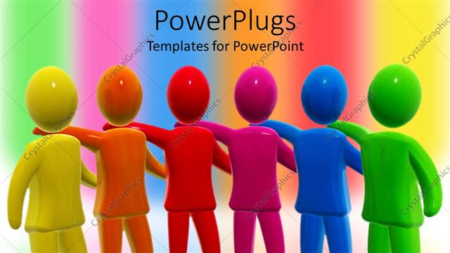  Presentation with colorful - Colorful figures holding each other with TEAM text in background
