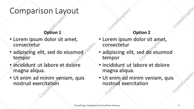 Comparison presentation slide layout