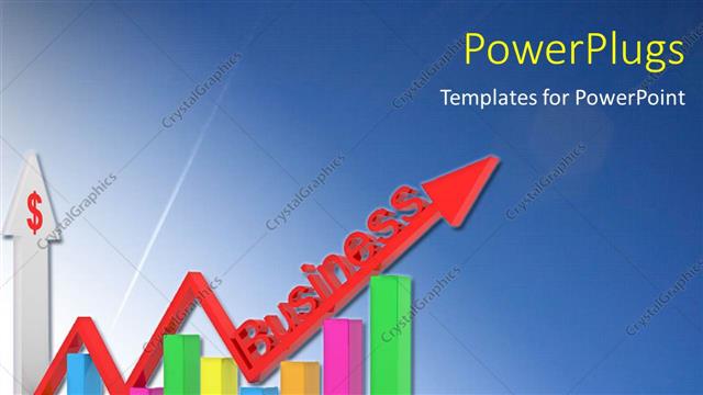  Presentation with blue financial - Colorful financial chart with red business arrow over blue background
