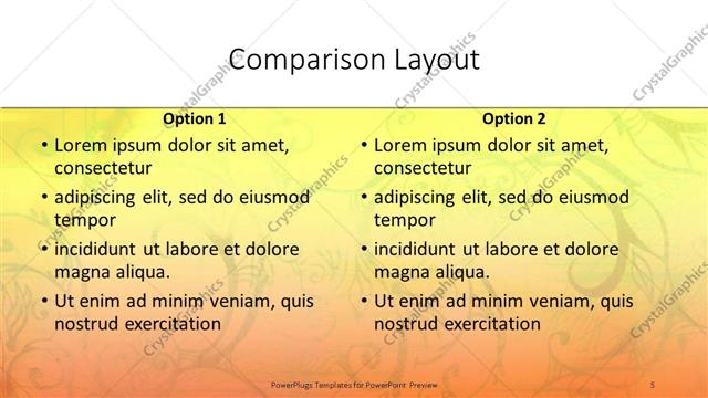 Comparison presentation slide layout