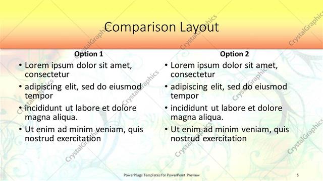 Comparison presentation slide layout