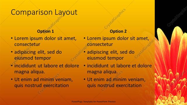 Comparison presentation slide layout