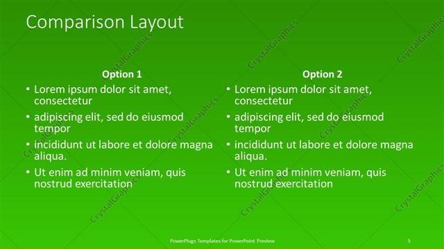 Comparison presentation slide layout