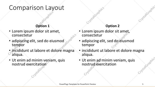 Comparison presentation slide layout