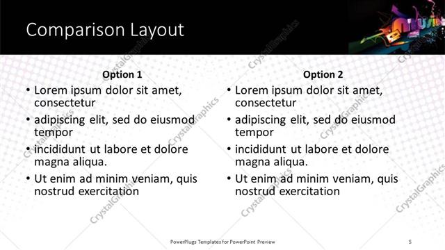 Comparison presentation slide layout