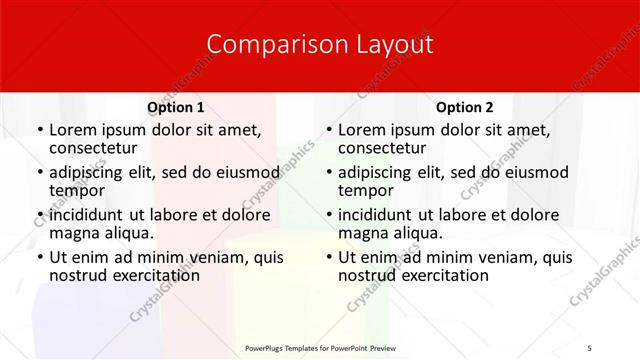 Comparison presentation slide layout
