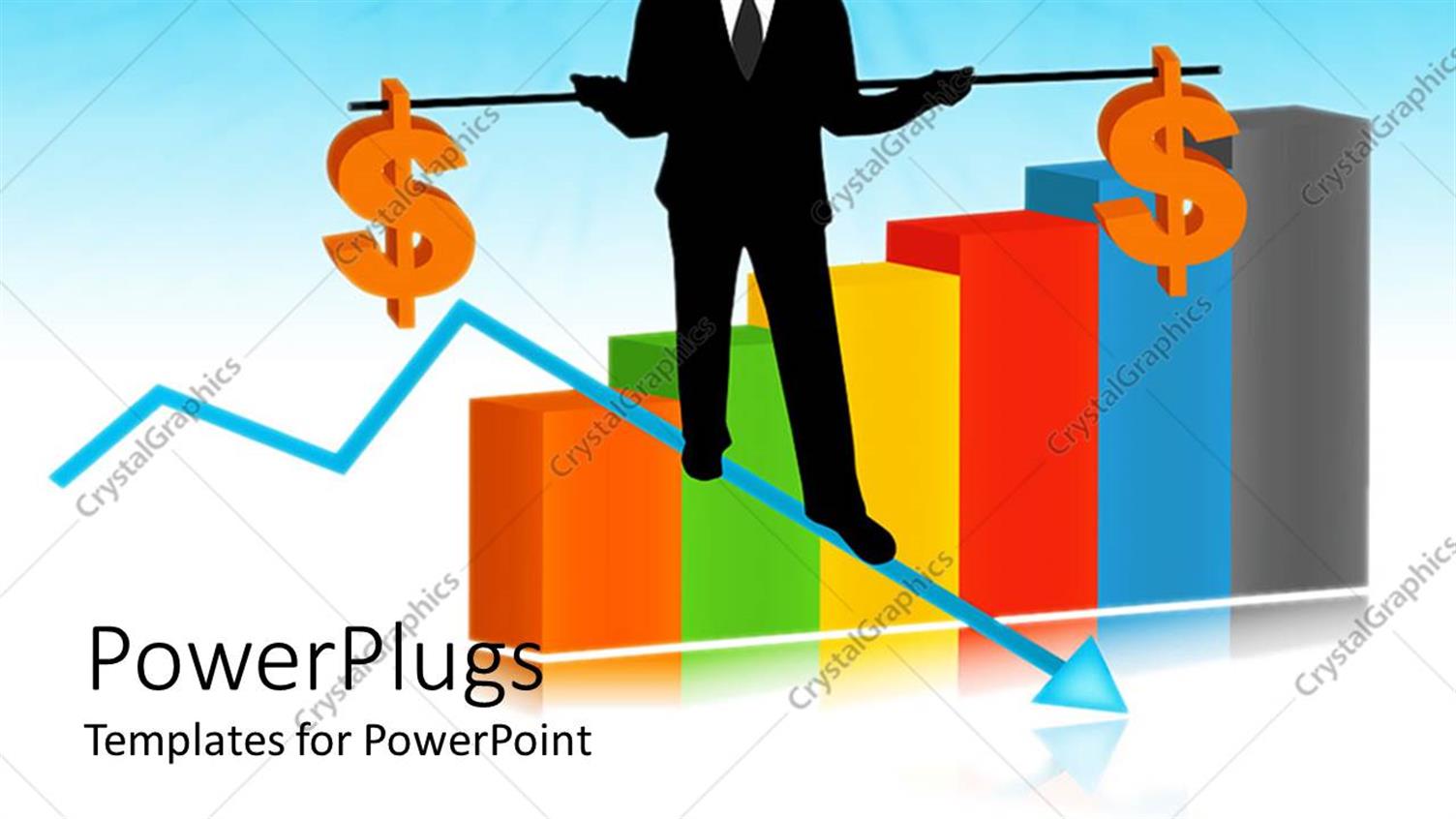 Featuring Colorful Graph with a Business Man and Dollar Signs