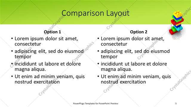 Comparison presentation slide layout