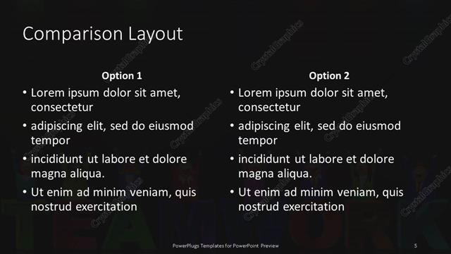 Comparison presentation slide layout